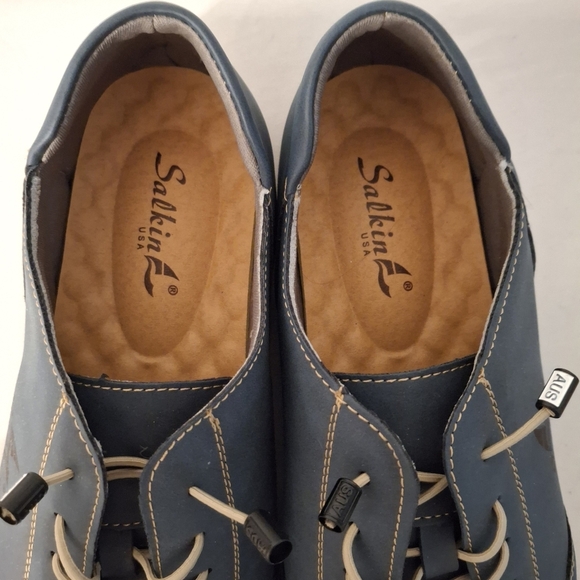 Salkin Blue and Tan Slip On Men's Sneakers with Durable Design - Picture 5 of 6